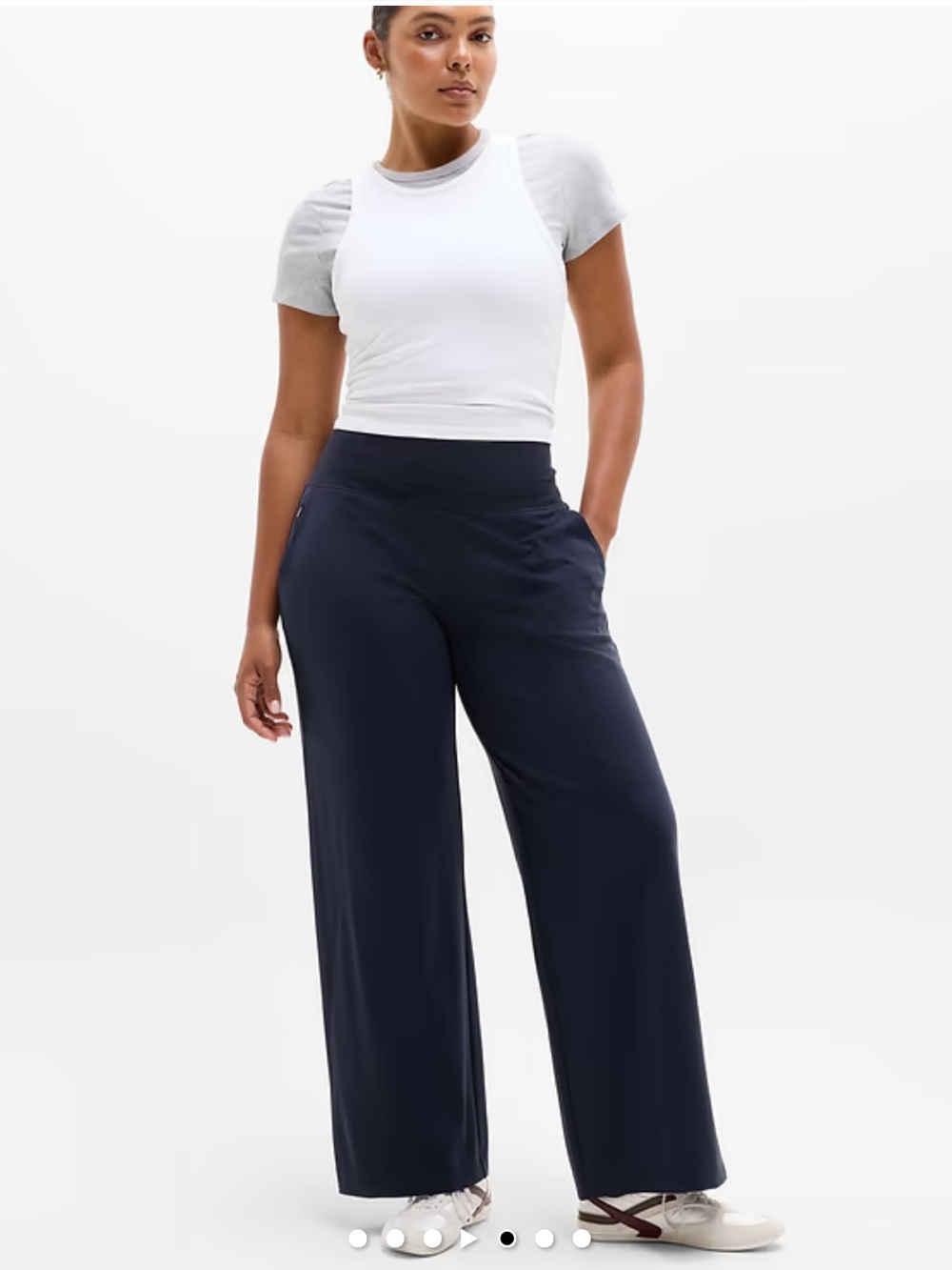 ATHLETA Venice Hi-Rise Wide Leg Black Pull On Athleisure Commuter Pants, Large